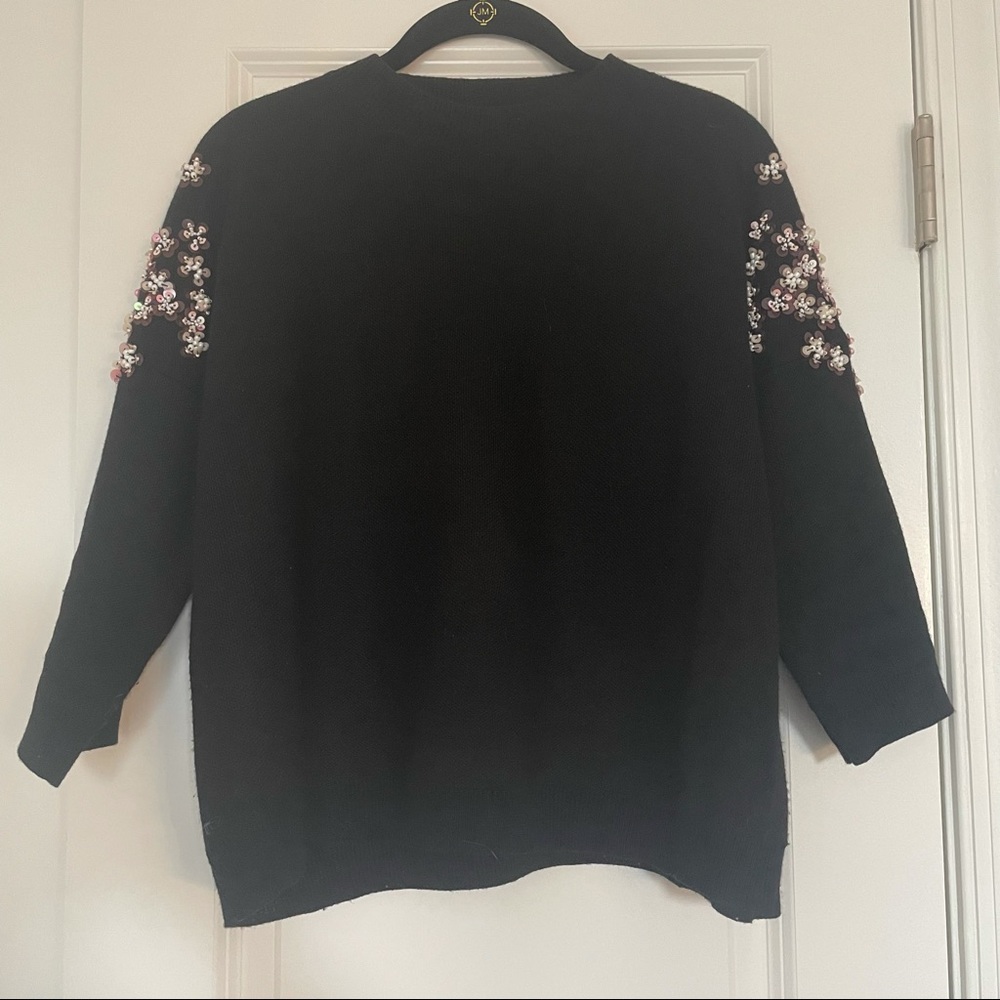 Anthropologie | Embellished black mockneck sweater
